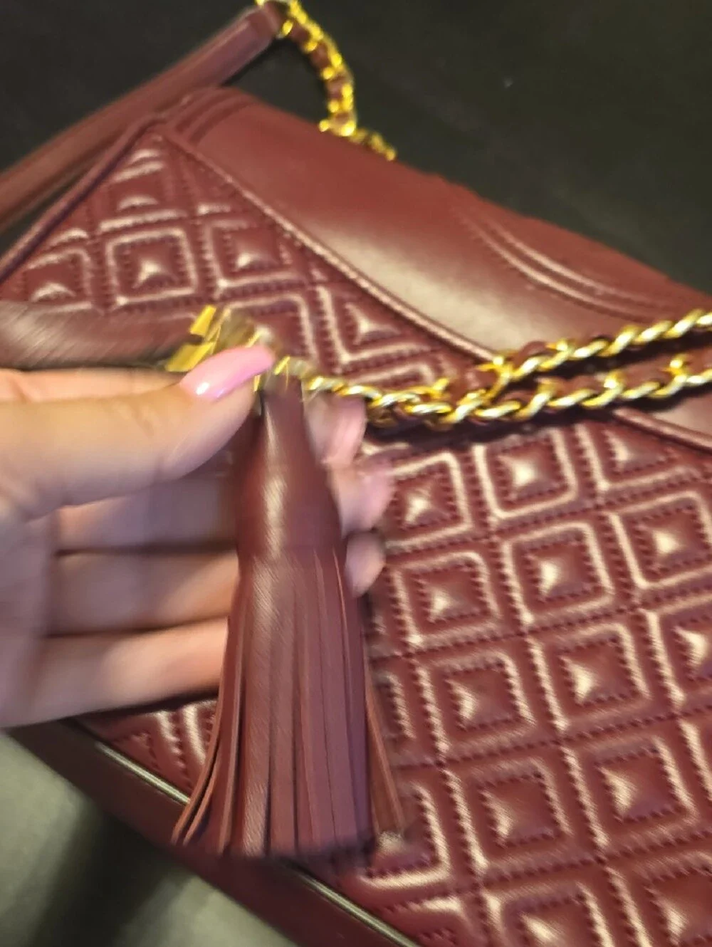Tory Burch Fleming Shoulder Bag in Imperial Garnet- Excellent Condition
